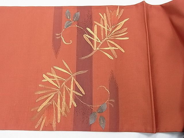 平和屋着物■太鼓柄袋帯 草花文 金糸 逸品 pn4309