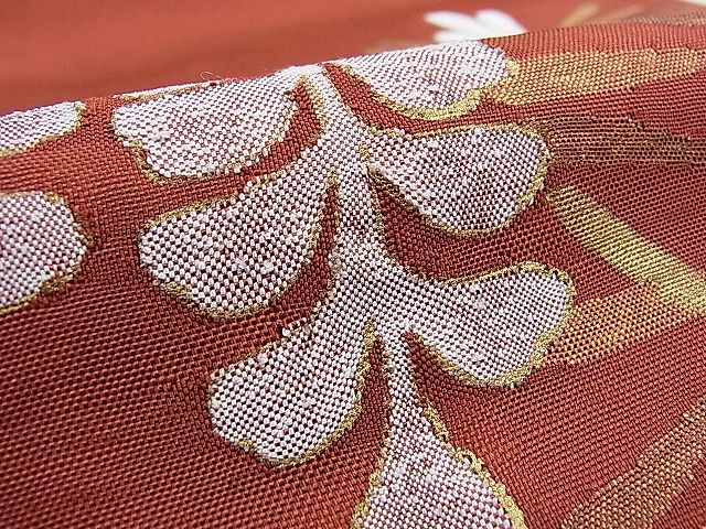 平和屋着物■太鼓柄袋帯 草花文 金糸 逸品 pn4309