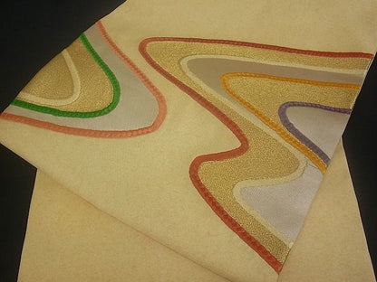 平和屋着物■九寸名古屋帯 刺繍 霞文 金糸 逸品 qp0033