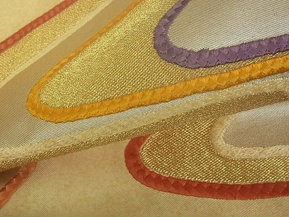 平和屋着物■九寸名古屋帯 刺繍 霞文 金糸 逸品 qp0033