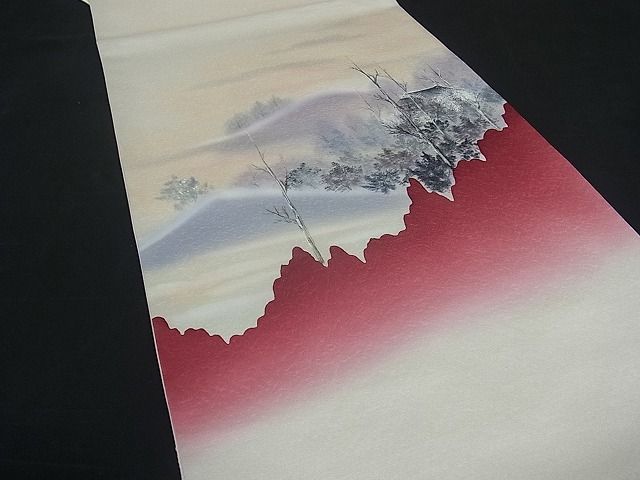平和屋着物■太鼓柄袋帯 手描き 風景文 逸品 qp0079
