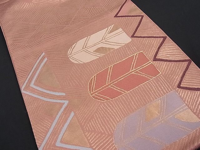 平和屋着物■六通太鼓柄　本袋帯　幾何学間道　金糸　逸品　qp0420