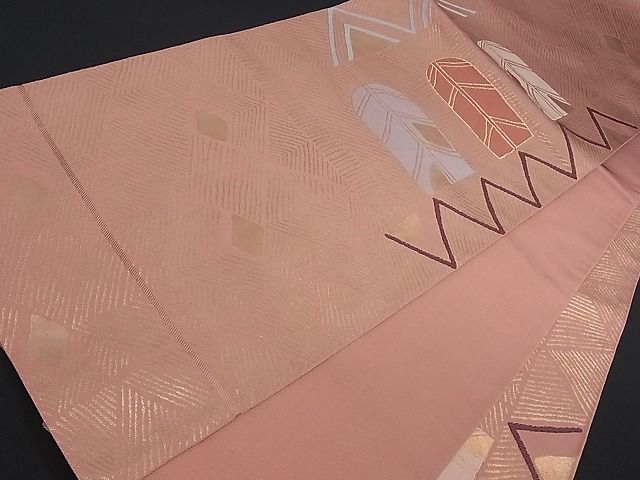 平和屋着物■六通太鼓柄　本袋帯　幾何学間道　金糸　逸品　qp0420