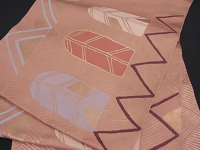 平和屋着物■六通太鼓柄　本袋帯　幾何学間道　金糸　逸品　qp0420