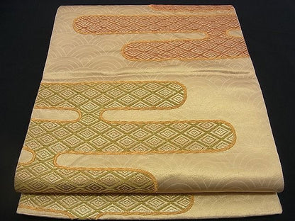 平和屋着物■六通柄袋帯 エ霞文 金糸 やまとオリジナル 逸品 n-qt0125