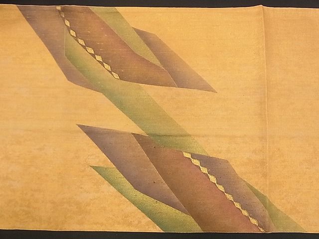 平和屋着物■六通太鼓柄袋帯 手描き 幾何学模様 金彩 逸品 n-qw0009