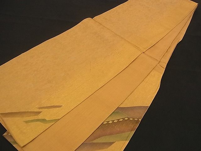 平和屋着物■六通太鼓柄袋帯 手描き 幾何学模様 金彩 逸品 n-qw0009
