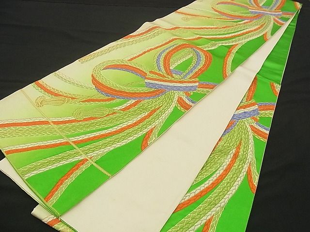 平和屋着物■六通柄袋帯 唐織 結び紐 金糸 逸品 n-qw0016