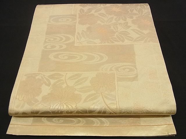 平和屋着物■六通柄袋帯 流水花文 金糸 逸品 n-qw0044
