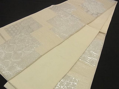 平和屋着物■六通柄袋帯 色紙重ね吉祥文 銀糸 逸品 n-qw0045