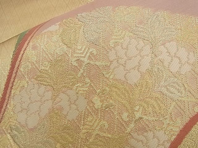 平和屋着物■六通柄袋帯 唐織 重ね山吉祥花文 金糸 逸品 n-qw0085