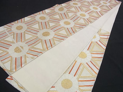 平和屋着物■六通柄袋帯 唐織 吉祥菊文 金銀糸 やまとオリジナル 逸品 n-qw0089