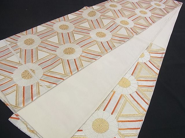 平和屋着物■六通柄袋帯 唐織 吉祥菊文 金銀糸 やまとオリジナル 逸品 n-qw0089