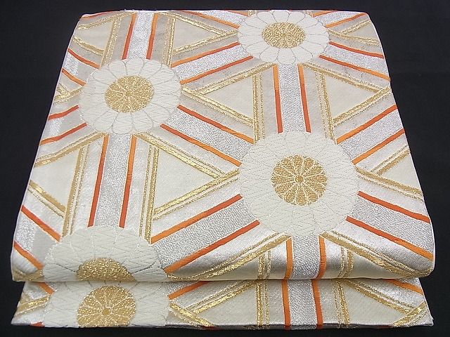 平和屋着物■六通柄袋帯 唐織 吉祥菊文 金銀糸 やまとオリジナル 逸品 n-qw0089