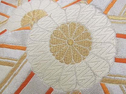 平和屋着物■六通柄袋帯 唐織 吉祥菊文 金銀糸 やまとオリジナル 逸品 n-qw0089