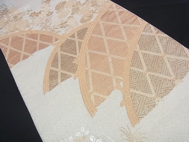 平和屋着物■佐賀錦 六通柄袋帯 籬花文 金銀糸 逸品 n-qw0093