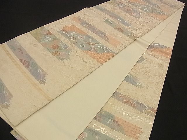 平和屋着物■六通柄袋帯 唐織 慶長小袖霞文様 金糸 逸品 n-qw0112