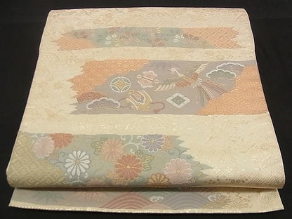 平和屋着物■六通柄袋帯 唐織 慶長小袖霞文様 金糸 逸品 n-qw0112