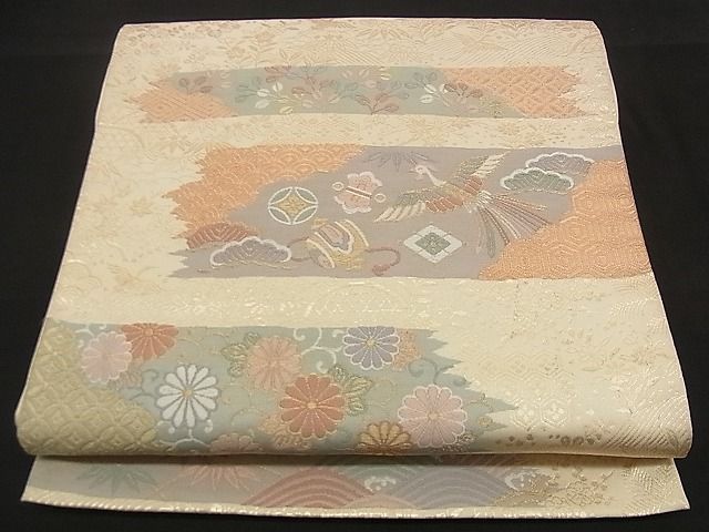 平和屋着物■六通柄袋帯 唐織 慶長小袖霞文様 金糸 逸品 n-qw0112
