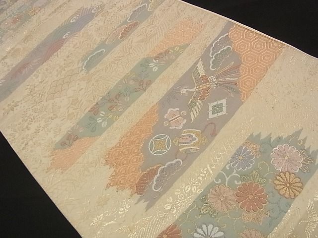 平和屋着物■六通柄袋帯 唐織 慶長小袖霞文様 金糸 逸品 n-qw0112
