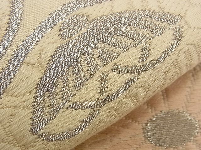 平和屋着物■六通柄袋帯 唐織 立波吉祥花文 銀糸 逸品 n-qw0172