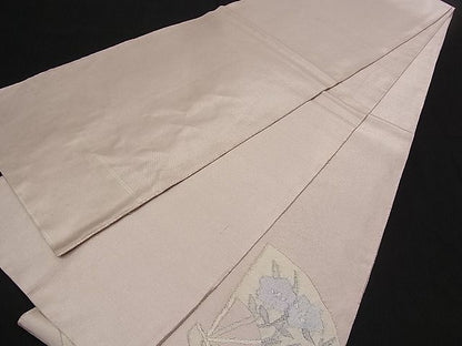 平和屋着物■太鼓柄袋帯 扇面秋草文 銀糸 逸品 n-qw0185