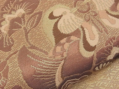 平和屋着物■六通柄袋帯 正倉院向い鳥道長花文 金糸 逸品 n-qw0237