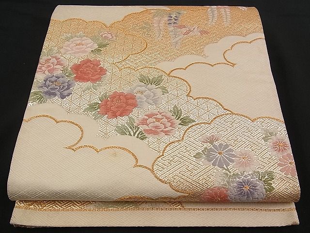 平和屋着物■西陣 六通柄袋帯 唐織 雲重ね吉祥花鳥文 金銀糸 逸品 n-qw0332