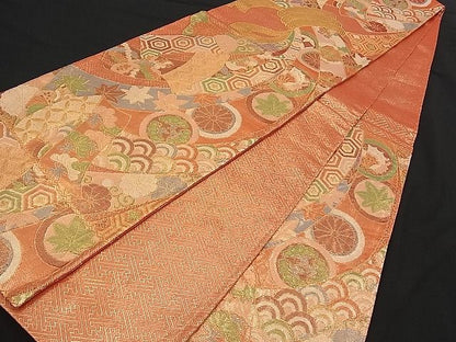 平和屋着物■佐賀錦 六通柄袋帯 束ね熨斗鳳凰吉祥花文 金糸 逸品 n-qw0334