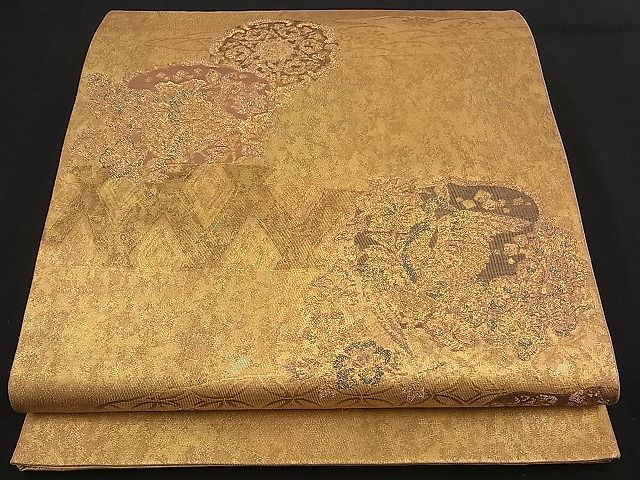 平和屋着物■六通柄袋帯 瑞錦 鳳凰吉祥花文 金糸 逸品 n-qw0358