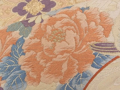 平和屋着物■六通柄袋帯 唐織 王妃舞扇文 九百錦 金糸 逸品 n-qw0361
