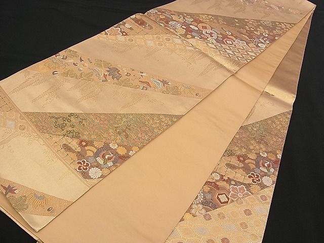 平和屋着物■六通柄袋帯 唐織 宝尽くし吉祥花文 金糸 逸品 n-qw0379