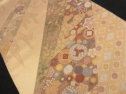 平和屋着物■六通柄袋帯 唐織 宝尽くし吉祥花文 金糸 逸品 n-qw0379
