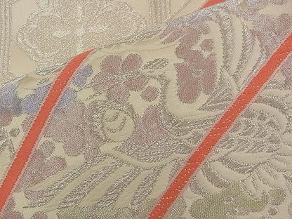 平和屋着物■六通柄袋帯 唐織 雲取り吉祥鳳凰花文 銀糸 逸品 n-qw0395