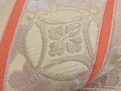 平和屋着物■六通柄袋帯 唐織 雲取り吉祥鳳凰花文 銀糸 逸品 n-qw0395