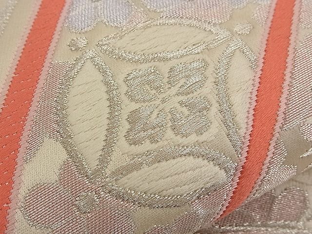 平和屋着物■六通柄袋帯 唐織 雲取り吉祥鳳凰花文 銀糸 逸品 n-qw0395