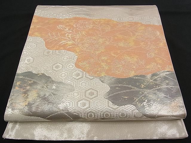 平和屋着物■六通柄袋帯 吉祥草花文 金銀糸 逸品 n-qw0397