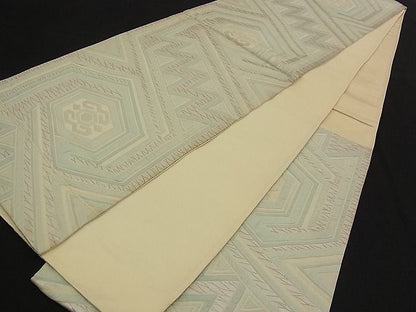 平和屋着物■六通柄袋帯 ふくれ織 亀甲幾何学文様 銀糸 逸品 n-qw0411
