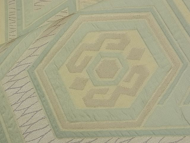平和屋着物■六通柄袋帯 ふくれ織 亀甲幾何学文様 銀糸 逸品 n-qw0411