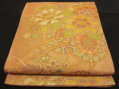 平和屋着物■本佐賀錦 六通柄袋帯 花車文 やまとオリジナル 金糸 逸品 n-qw0415