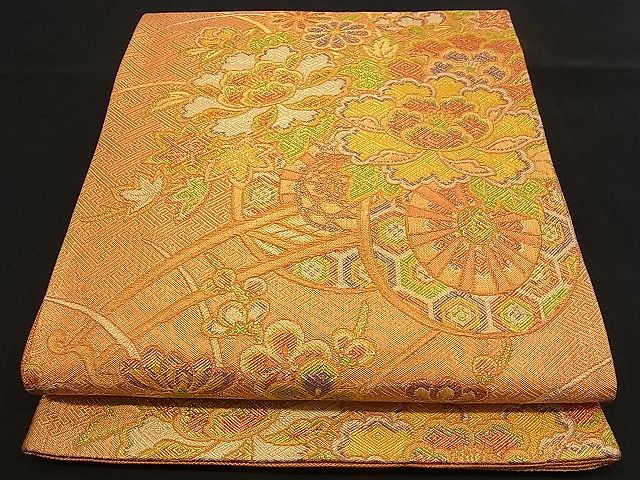平和屋着物■本佐賀錦 六通柄袋帯 花車文 やまとオリジナル 金糸 逸品 n-qw0415