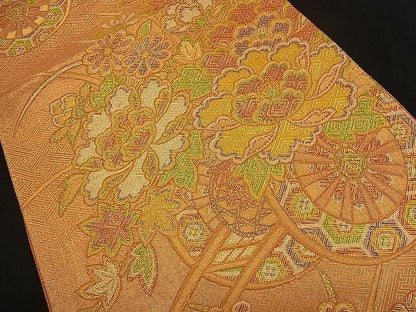 平和屋着物■本佐賀錦 六通柄袋帯 花車文 やまとオリジナル 金糸 逸品 n-qw0415