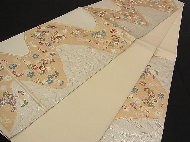 平和屋着物■六通柄袋帯 唐織 舞蝶流水花鳥文 金銀糸 逸品 n-qw0418