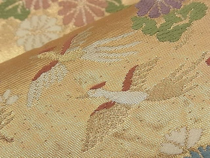 平和屋着物■六通柄袋帯 唐織 舞蝶流水花鳥文 金銀糸 逸品 n-qw0418