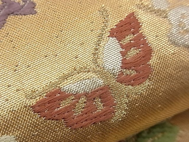 平和屋着物■六通柄袋帯 唐織 舞蝶流水花鳥文 金銀糸 逸品 n-qw0418