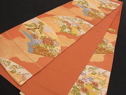 平和屋着物■六通柄袋帯 唐織 地紙牡丹秋草文 金糸 逸品 n-qw0419