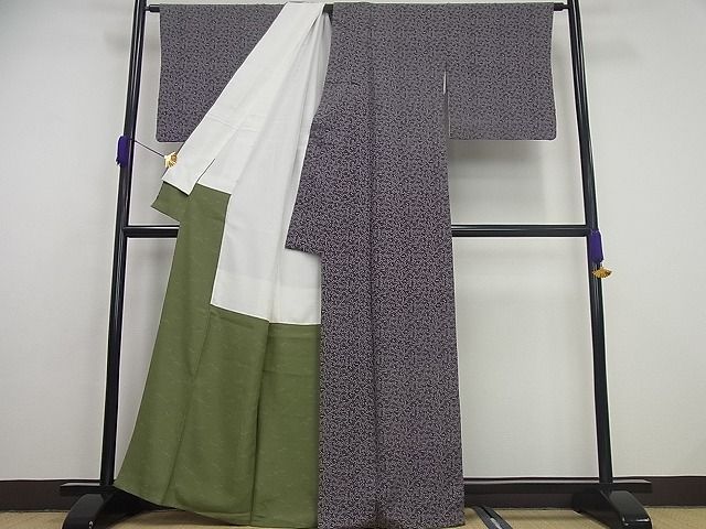 平和屋本店●極上　人間国宝　小宮康孝　江戸小紋　花尽くし　黒地　逸品3s731