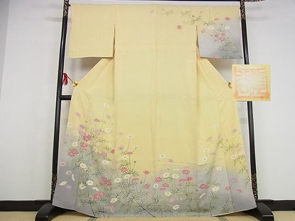 期間限定セール30％off●極上 名門染元 秀美 十日町友禅 龍谷 訪問着 コスモス 暈し染め 着丈166cm 裄丈66cm 正絹 逸品 4kk0178