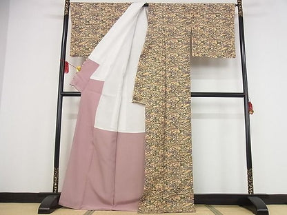 平和屋本店●最高級　城間栄順　本場琉球紅型　小紋　反端付き　着丈167.5cm　裄丈68.5cm　正絹　逸品　kk564