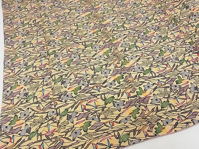 平和屋本店●最高級　城間栄順　本場琉球紅型　小紋　反端付き　着丈167.5cm　裄丈68.5cm　正絹　逸品　kk564